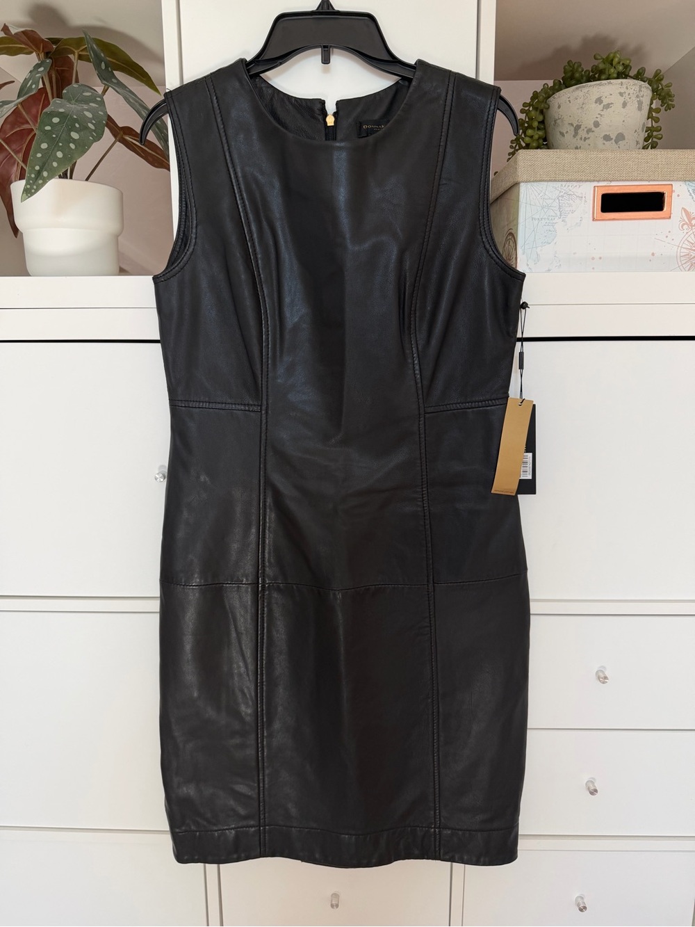 Donna Karan Black Leather Dress Size 10 NWT